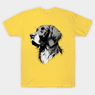 Stunning and Cool German Longhaired Pointer Monochrome and Gold Portrait for Father's Day T-Shirt